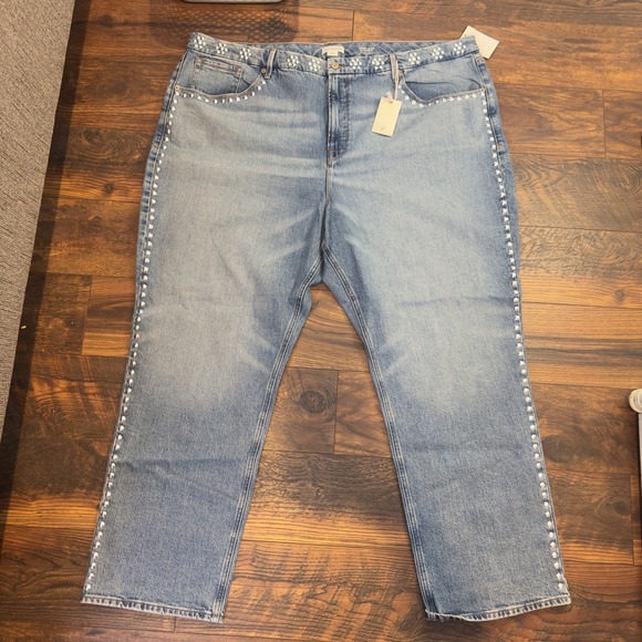 Good American Good Icon Straight Studded Jeans Indigo Plus Size 26 - Picture 16 of 16